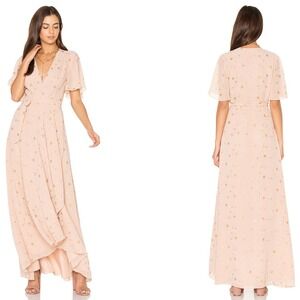 Privacy Please Krause Wrap Dress Blush Pink Glitter Star Maxi Small Revolve Hoco